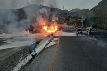 فوت یک نفر در حادثه واژگونی تانکر حامل سوخت در جاجرود